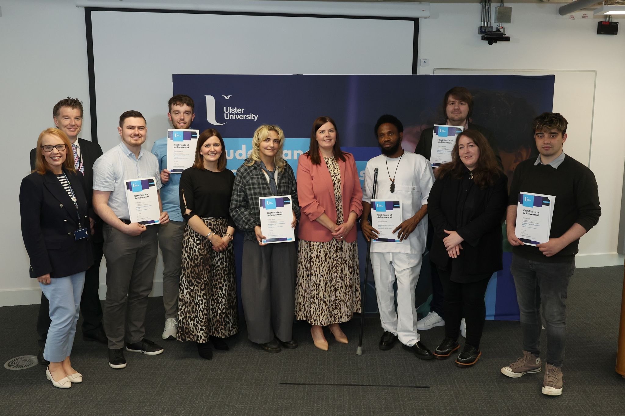 Fortesium graduate interns from the Ulster University Graduate Boost Programme receiving their certificates of achievement